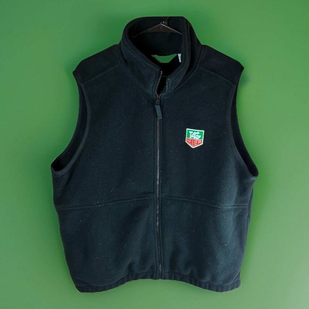 Tag Heuer Mens Vonpok Black Fleece Zip Vest Size Small